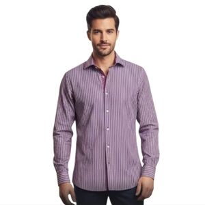 Ted Baker Endurance Classic Fit Striped Purple Shirt 16.5 Neck